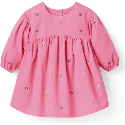 Janie And Jack Babies'  The Floral Embroidered Corduroy Dress In Pink