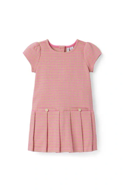 Janie And Jack Babies'  The Houndstooth Pleated Dress In Pink