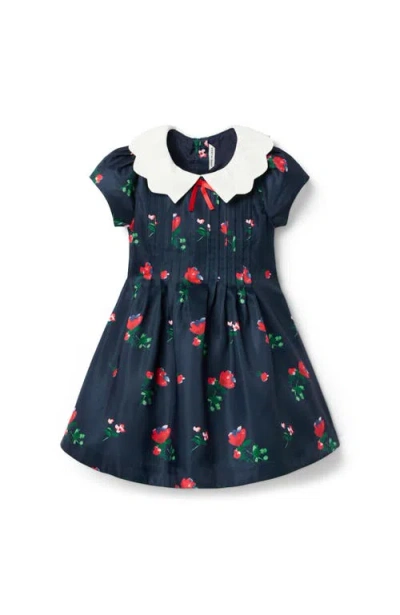 Janie And Jack Babies'  The Pintuck Floral Dress In Blue