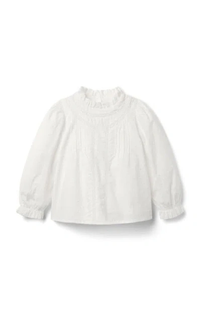 Janie And Jack Kids'  The Pintuck Lace Top In White