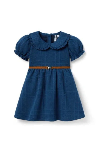 Janie And Jack Babies'  The Quilted Collared Equestrian Dress In Blue