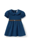 Janie And Jack The Quilted Collared Equestrian Dress In Blue