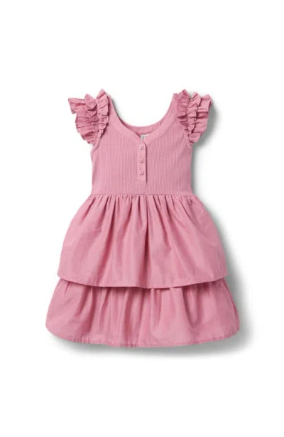 Janie And Jack Kids'  The Ribbed Ruffle Dress In Pink