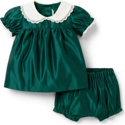 Janie And Jack The Satin Collared Matching Baby Set In Green