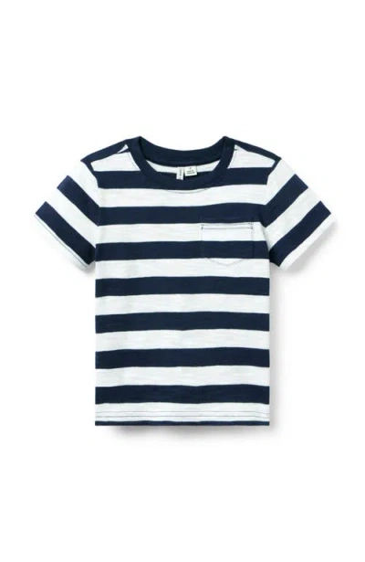 Janie And Jack Kids'  The Striped Slub Tee In Blue