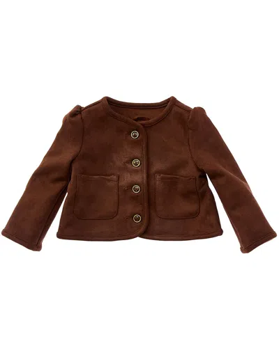 Janie And Jack The Sueded Puff Sleeve Jacket In Brown