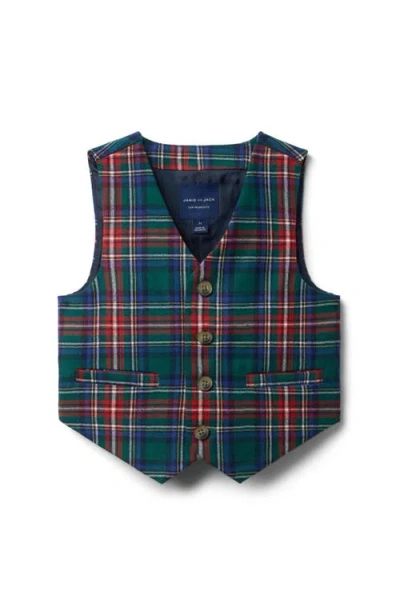 Janie And Jack Kids'  The Tartan Vest In Green