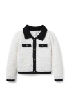 Janie And Jack The Textured Collared Cardigan In White