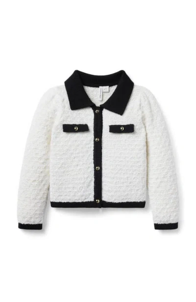 Janie And Jack Babies'  The Textured Collared Cardigan In White