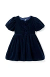 Janie And Jack The Velvet Bow Dress In Blue