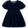 Janie And Jack The Velvet Bow Dress In Blue