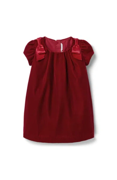 Janie And Jack Babies'  The Velvet Shoulder Bow Dress In Red