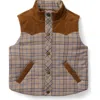 Janie And Jack The Western Plaid Vest In Brown