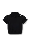 Janie And Jack Turtleneck Puff Sleeve Sweater Top In Black