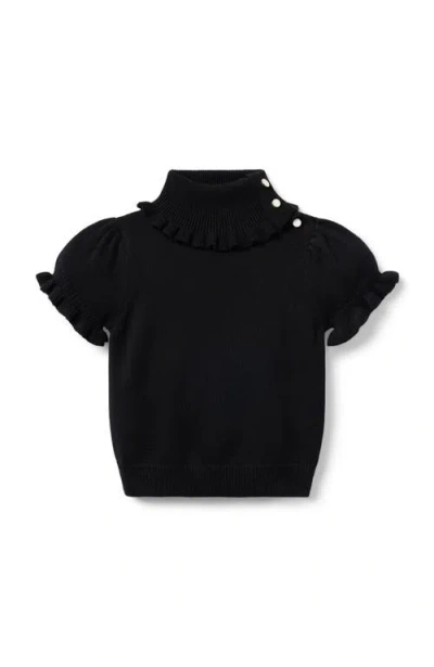 Janie And Jack Babies'  Turtleneck Puff Sleeve Sweater Top In Black