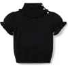 Janie And Jack Turtleneck Puff Sleeve Sweater Top In Black