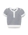 Janie And Jack Wavy Striped Pointelle Sweater Top In White