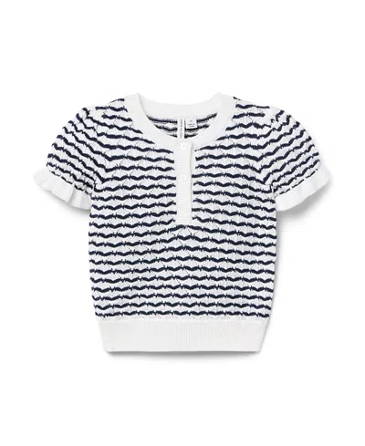 JANIE AND JACK JANIE AND JACK UNISEX WAVY STRIPED POINTELLE SWEATER TOP - LITTLE KID, BIG KID