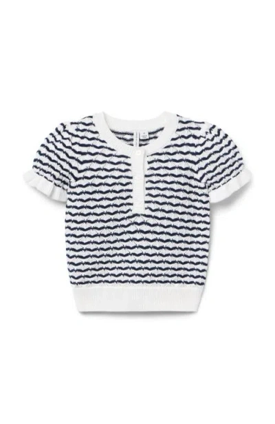 Janie And Jack Babies'  Wavy Striped Pointelle Sweater Top In Blue