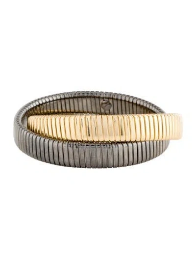 Pre-owned Janis Savitt Double Cobra™ Flat Bangle Bracelet, 7.5" In Multi