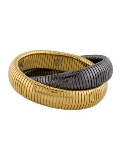 Pre-owned Janis Savitt Double Cobra Rolling Bracelet, 8" In Silver