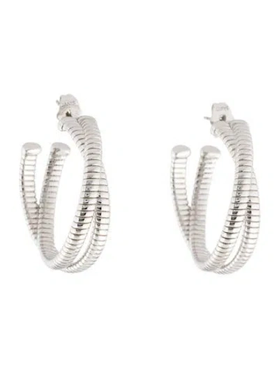 Pre-owned Janis Savitt Double Twist Cobra Hoop Earrings In Multi