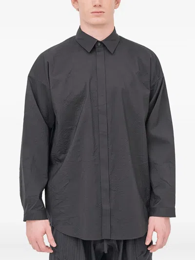 Jan-jan Van Essche Concealed-button Long-sleeved Shirt In Black