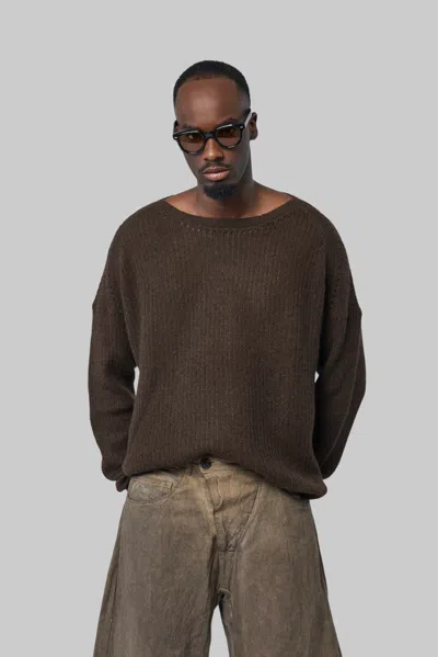 Jan-jan Van Essche Knitted Boat Neck Sweater In Brown