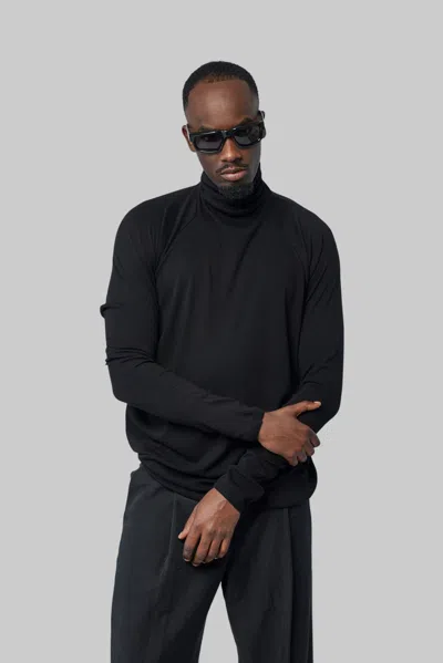Jan-jan Van Essche Regular Fit Turtle Neck Tee In Black