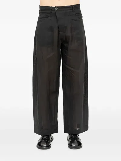 Jan-jan Van Essche Sheer-twill Oversized Trousers In Black