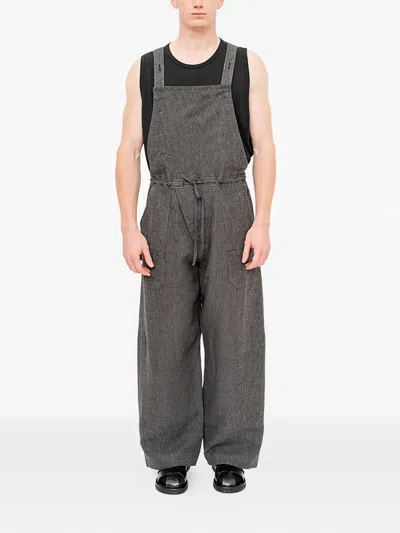 Jan-jan Van Essche Striped Wide-leg Dungarees In Gray