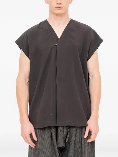 Jan-jan Van Essche V-neck Sleeveless Shirt In Gray