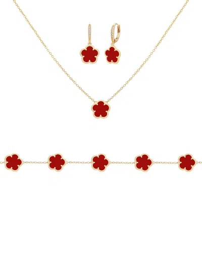 Jankuo 14k Plated Agate Cz Flower Bracelet In Gold