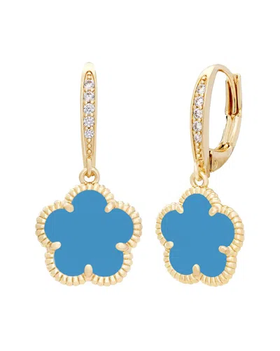 Jankuo 14k Plated Agate Cz Leverback Drop Earring In Blue