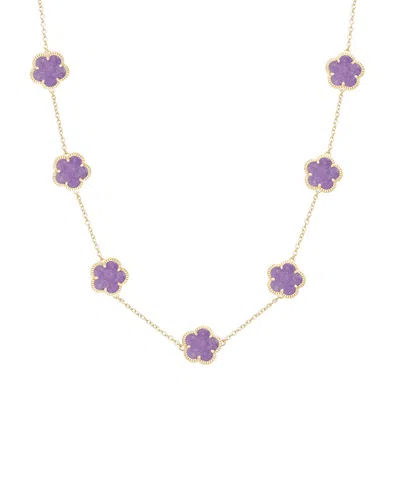 Jankuo 14k Plated Amethyst Crystal Station Necklace In Gold