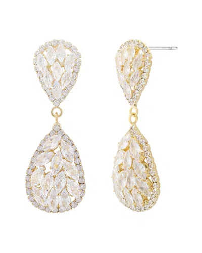 Jankuo 14k Plated Cz Drop Post Earrings In Gold