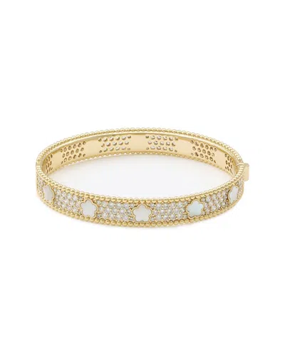 Jankuo 14k Plated Cz Flower Bangle Bracelet In Multi