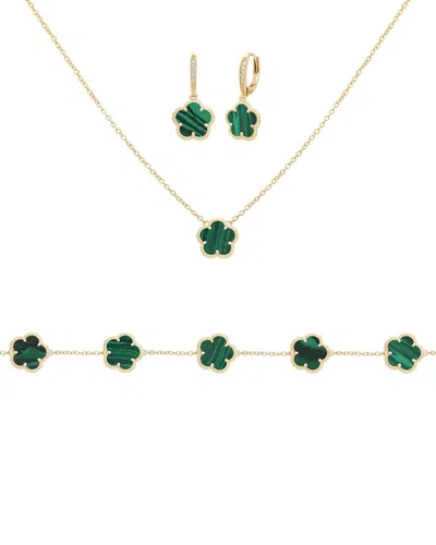 Jankuo 14k Plated Cz Flower Bracelet, Earrings & Necklace Set