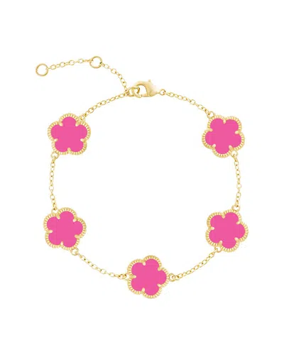 Jankuo 14k Plated Cz Flower Bracelet In Pink