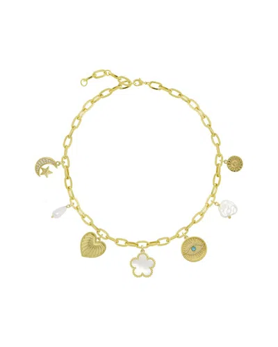 Jankuo 14k Plated Cz Flower Charms Necklace In Multi