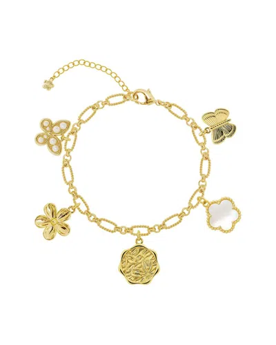 Jankuo 14k Plated Flower Charms Bracelet In Gold