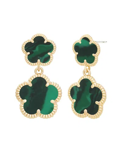 Jankuo 14k Plated Flower Earrings In Green