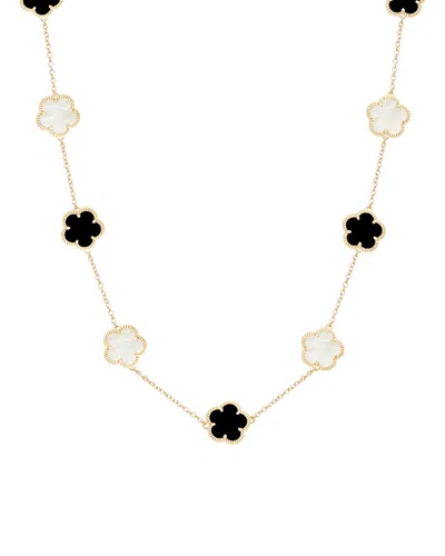 Jankuo 14k Plated Gemstone Station Necklace In Black