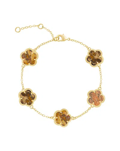 Jankuo 14k Plated Jasper Flower Statement Bracelet In Purple