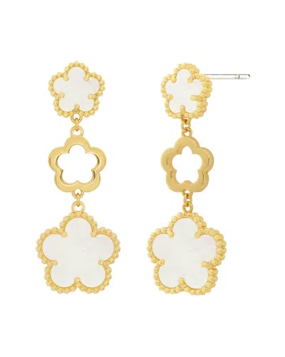 Jankuo 14k Plated Mother Of Pearl Long Drop-post Earrings