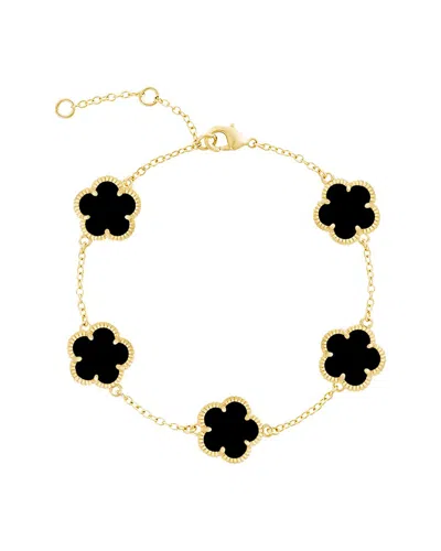 Jankuo 14k Plated Onyx Cz Flower Bracelet In No Color