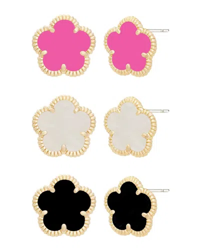 Jankuo 14k Plated Onyx Flower Earrings In Transparent