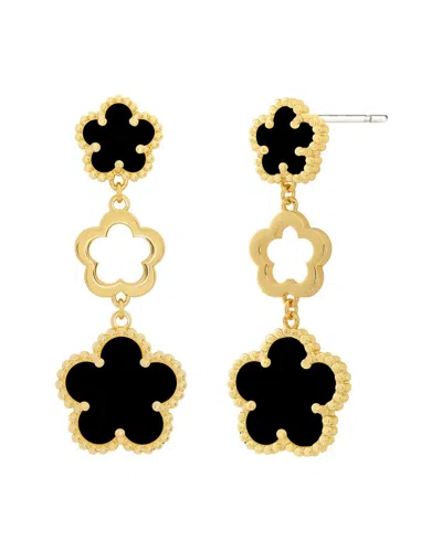 Jankuo 14k Plated Onyx Long Drop-post Earrings