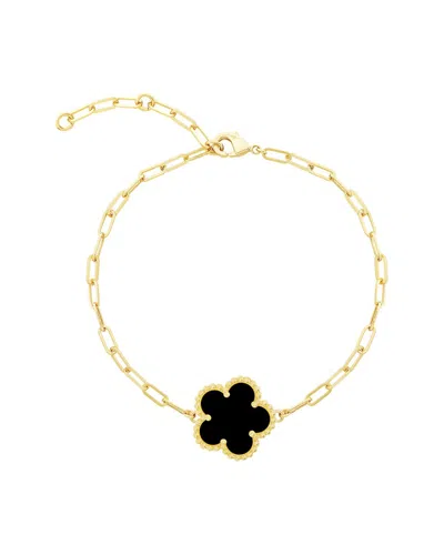 Jankuo 14k Plated Onyx Station Bracelet