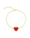Jankuo 14k Plated Synthetic Coral Station Bracelet In Gold